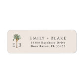 Étiquette Palm Logo Tropical Monogram Personalized (Devant)