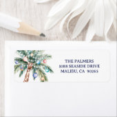 Étiquette Palm Tree Christmas Tree Return Address (En situation)