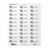 Étiquette Palm Tree Christmas Tree Return Address (Feuille entière)
