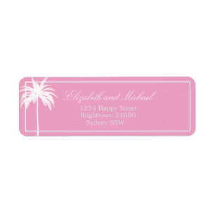 Étiquette Palm Tree Rose élégant moderne chic