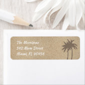 Étiquette Palm Trees & Beach Sand Return Adresse Label (En situation)