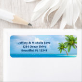 Étiquette Palm Trees Tropical Beach Retourner Adresse (En situation)