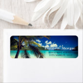 Étiquette Palme de Plage Tropicale Etiquette (En situation)
