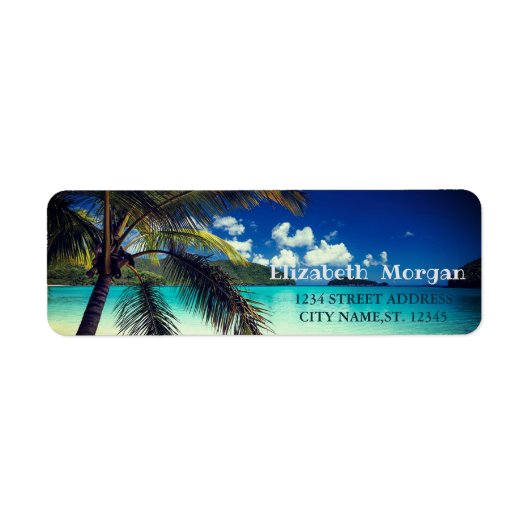 Étiquette Palme de Plage Tropicale Etiquette (Devant)