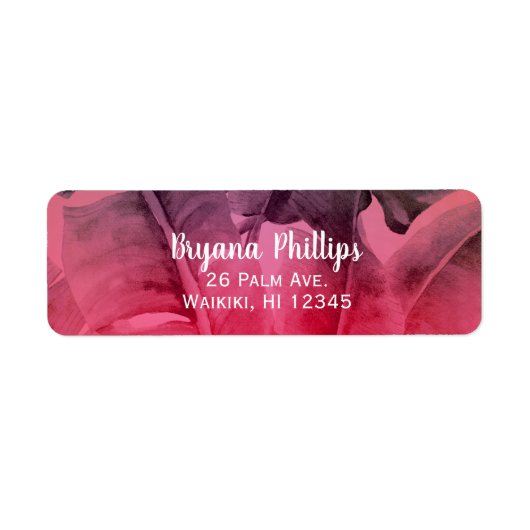 Étiquette Palme d'été rose Tropical Feuille Luau Party (Devant)