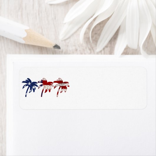Étiquette Palmier bleu blanc rouge (En situation)