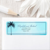 Étiquette Palmier Bleu Bleu Mer Blanche Élégant Moderne Chic (En situation)