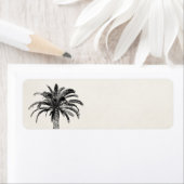 Étiquette Palmier de l'île tropicale rétro en noir et blanc (En situation)