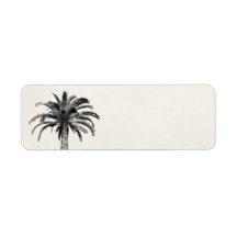 Palmier de l'île tropicale rétro en noir et blanc