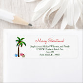 Étiquette Palmier de Noël Lumières Plage de l'île tropicale (En situation)