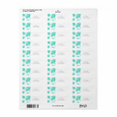 Étiquette Palmier feuilles turquoise bleu (Feuille entière)