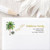 Étiquette Palmier tropical Joyeux Noël (En situation)