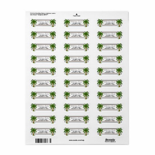 Étiquette Palmiers (Feuille entière)
