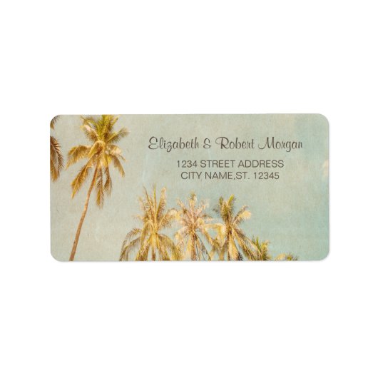 Étiquette Palmiers de plage Retro (Devant)