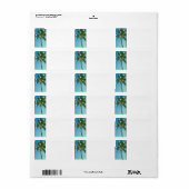 Étiquette Palmiers tropicaux de plage avec clignotants vierg (Feuille entière)