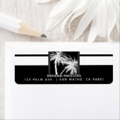 Étiquette Palmiers tropicaux noirs et blancs Mariage moderne (En situation)