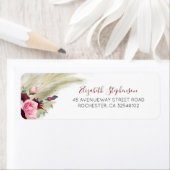 Étiquette Pampas Grass Moderne Boho Bourgogne (En situation)