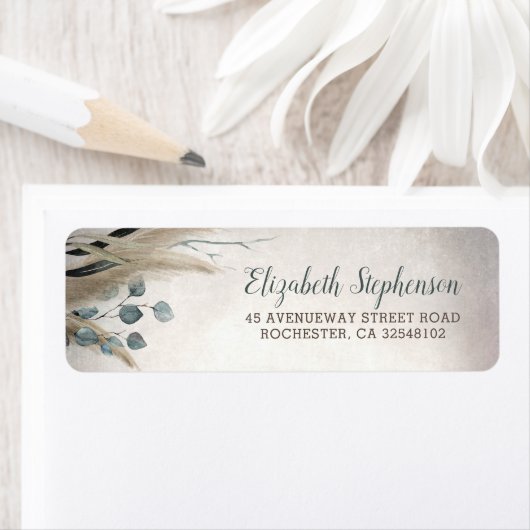 Étiquette Pampas Grass Moderne Boho Verdure (En situation)