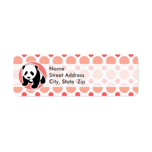 Étiquette Panda bébé mignonne; Pois rose et corail (Devant)