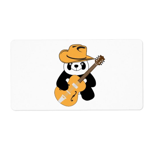 Étiquette Panda drôle avec guitare (Devant)