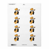 Étiquette Panda drôle avec guitare (Feuille entière)