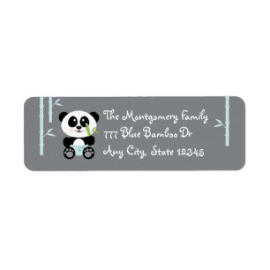 Étiquette Panda en bambou bleu de bébé dans des autocollan