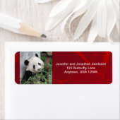 Étiquette Panda Géant Cute, Rouge, Adresse de retour personn (En situation)