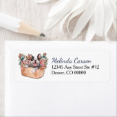 Étiquette Panier Bouquet Bulldog Français Adresse de retour (En situation)