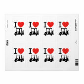 Étiquette Panier de golf I Heart (Love) (Feuille entière)