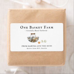 Étiquette Panier d'oeufs aquarelle Oeufs frais de ferme