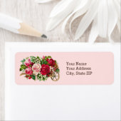 Étiquette Panier Rose vintage (En situation)