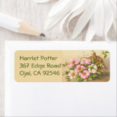 Étiquette Panier vintage De Roses (En situation)