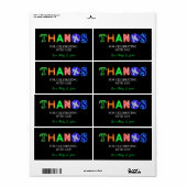 Étiquette Panneau néon Luminosité dans l'obscurité Merci cad (Feuille entière)