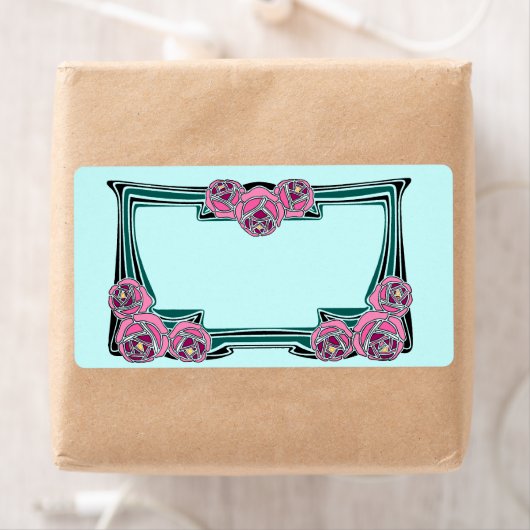 Étiquette panneau rose art déco (En situation)