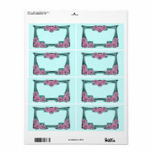 Étiquette panneau rose art déco (Feuille entière)