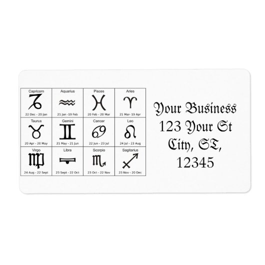 Étiquette Panneau solaire Zodiac Calendrier Astrologie Thund (Devant)