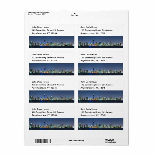Étiquette Panorama de Miami Skyline (Feuille entière)