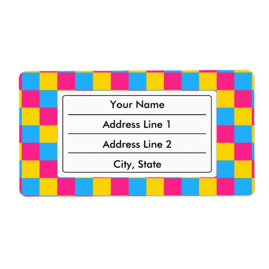Étiquette Pansexuality colors checkered pattern label (Devant)