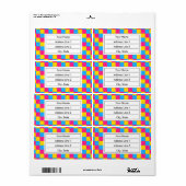 Étiquette Pansexuality colors checkered pattern label (Feuille entière)