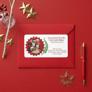 Étiquette Papeterie de biscuits de Noël de Mme Santa vintage