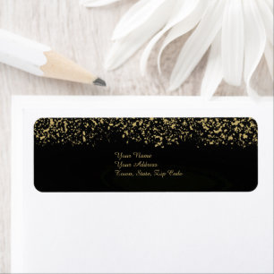 Étiquette Papeterie de mariage à feuille d'or et noire