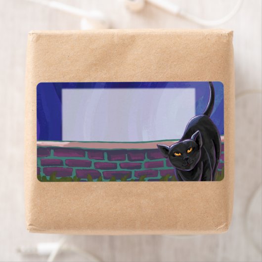 Étiquette Papeterie pour chat noir (En situation)