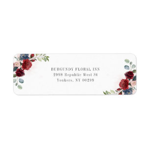 Étiquette Papier à en-tête aquarelle florale de Bourgogne