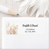 Étiquette Papier à en-tête écriture rose beige fleur sauvage (En situation)