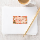 Étiquette Papier à en-tête floral aquarelle orange (En situation)