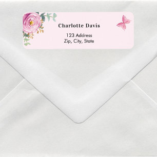 Étiquette Papier à en-tête floral eucalyptus rose