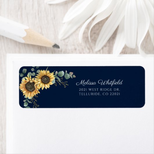Étiquette Papier à en-tête Floral Tournesol Eucalyptus (En situation)