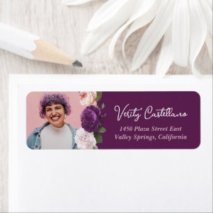 Étiquette Papier à en-tête vintage à motif de roses mauves