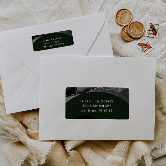 Étiquette Papier à lettre de mariage à arche en Agate Argent