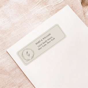 Étiquette Papier à lettre minimaliste avec monogramme botani
